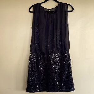 EUC Adrianna Papell Black Sequin Cocktail Dress
